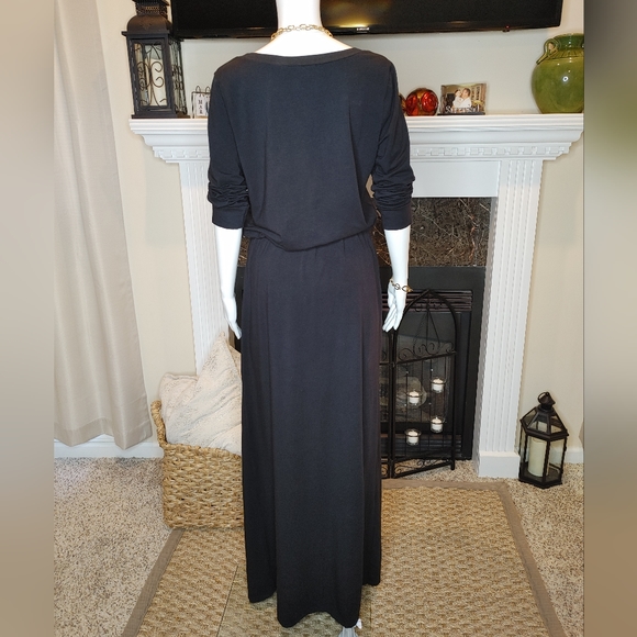 SPLENDID LONG SLEEVE MODAL & PIMA COTTON MAXI DRESS, BLACK M - Picture 6 of 12